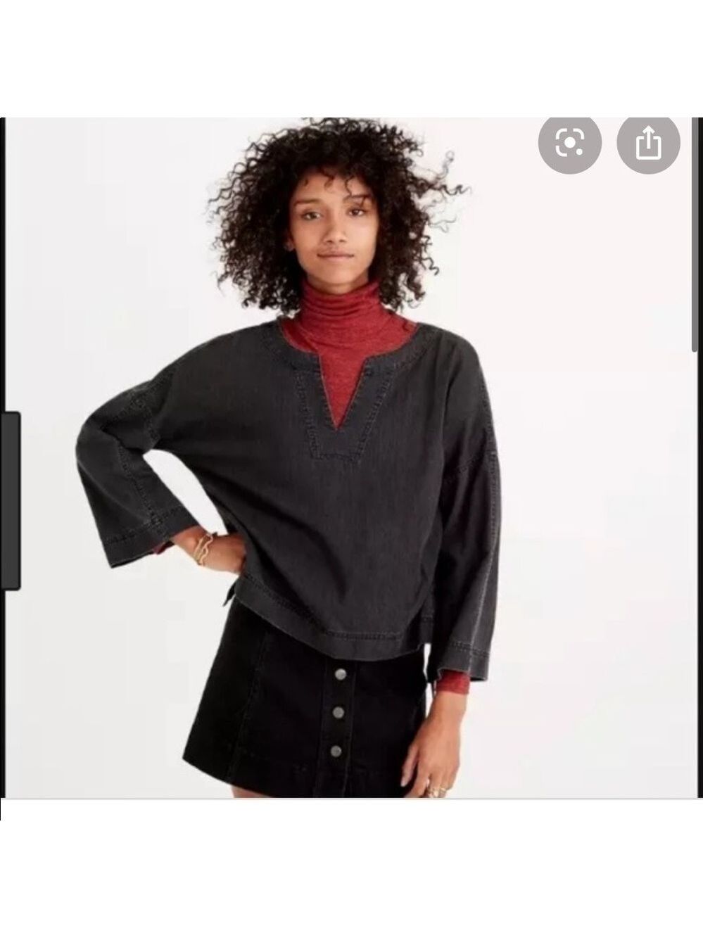 MADEWELL Lace up side Black Denim shirt